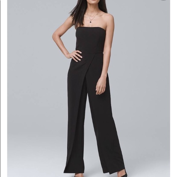 strapless split leg jumpsuit